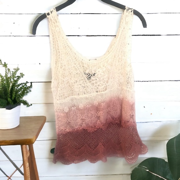 American Eagle Outfitters Tops - American Eagle Colorblock Crochet Ombré Tank Top Size Small